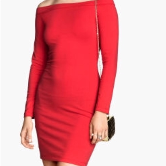 H&M Off Shoulder Red Dress - Picture 6 of 7